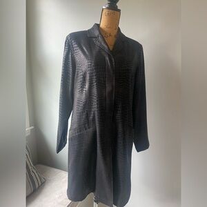 Jessica Holbrook Sz M Elegant Black Womens Crocodile Pattern Coat